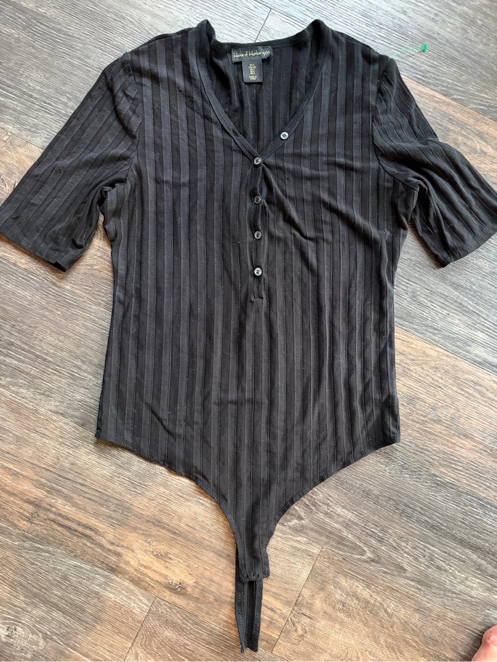 House of Harlow 1960 Black Ribbed Henley Top